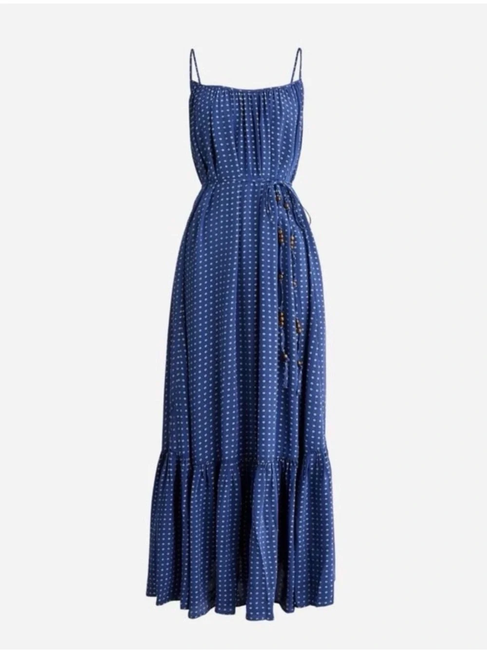 J Crew Caspia Dot Print Crepe De Chino Belted Midi Dress Women's Size XXS